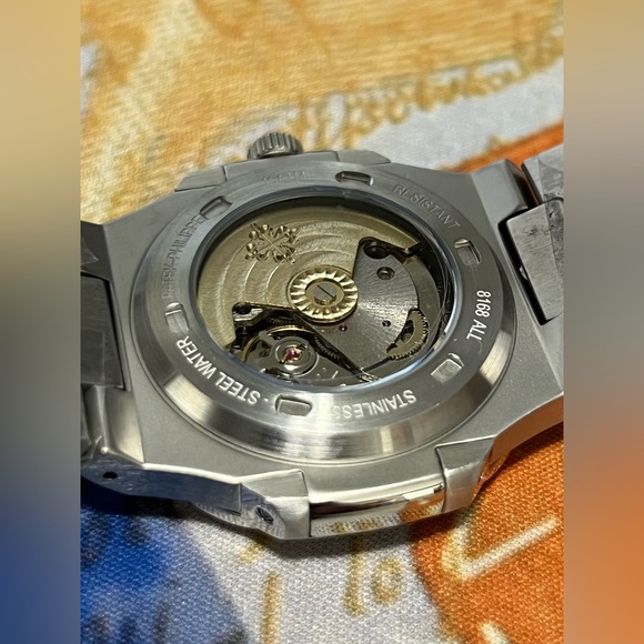 Men’s Luxury Stainless Steel Automatic Watch Black Dial Nautilus Style Design - Picture 5 of 5